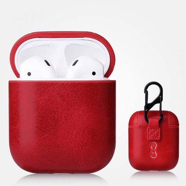 Wholesale Airpod (2 / 1) PU Leather Cover Skin for Airpod Charging Case (Red)